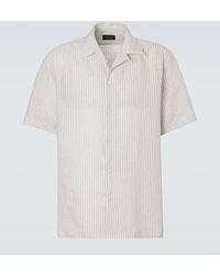 Brioni - Striped Linen Bowling Shirt - Lyst