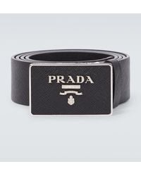 Prada - Saffiano Leather Logo Belt - Lyst