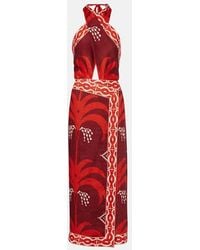 Johanna Ortiz - Printed Open-Back Linen Midi Dress - Lyst