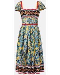 Dolce & Gabbana - Pleated Printed Midi Dress - Lyst