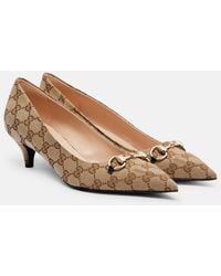 Gucci - Erin Gg Canvas Horsebit 45 Pumps - Lyst