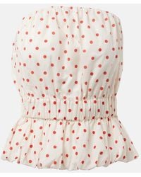 Posse - Aurelia Polka-Dot Linen Top - Lyst