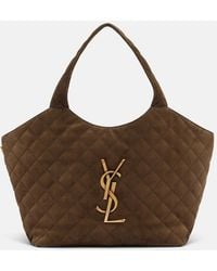 Saint Laurent - Icare Medium Quilted Suede Tote Bag - Lyst