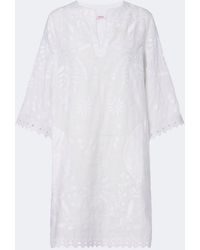 Eres - Aigue-Marine Embroidered Linen Minidress - Lyst