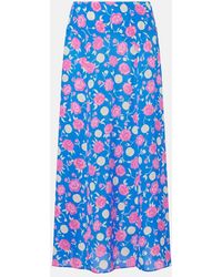 RIXO London - Carpi Floral Silk Midi Skirt - Lyst