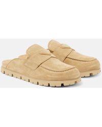 Prada - Suede Mules - Lyst