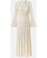 Self-Portrait - Maxikleid Aus Mesh Mit Kristallen - Lyst