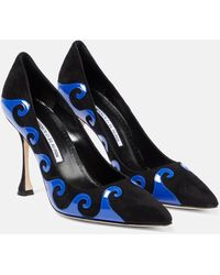 Manolo Blahnik - Kasai Suede And Patent Leather Pumps - Lyst