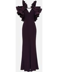 Alexander McQueen - Ruffled Crepe And Faille Gown - Lyst