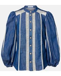 Zimmermann - Awaken Lace-Trimmed Denim Shirt - Lyst