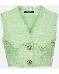 Balmain - Tweed Crop Top - Lyst