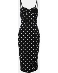 Dolce & Gabbana - Stretch Midi Sheath Dress With Polka Dot Print - Lyst