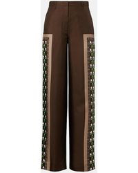 Tory Burch - Printed Silk Twill Palazzo Pants - Lyst
