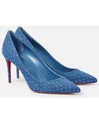 Christian Louboutin - Kate 85 Embellished Denim Pumps - Lyst