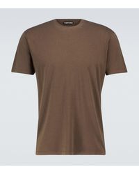 Tom Ford Short-sleeved Cotton-blend T-shirt - Brown