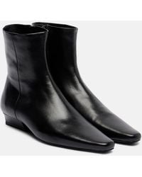 STAUD - Wally Flat Leather Ankle Boots - Lyst