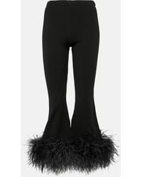 Valentino - Feather-trimmed High-rise Flared Pants - Lyst