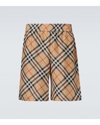 Burberry - Check Silk Bermuda Shorts - Lyst