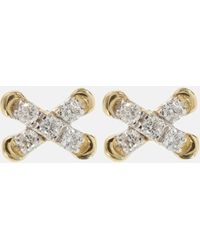 STONE AND STRAND - Diamond Cross Stitch 14kt Gold Stud Earrings With White Diamonds - Lyst