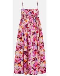 Ulla Johnson - Bedrucktes Midikleid Lucille Aus Baumwolle - Lyst