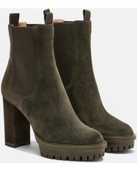 Gianvito Rossi - Barry Suede Platform Ankle Boots - Lyst