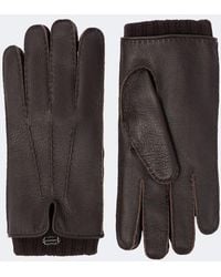 Agnona - Leather And Cashmere Gloves - Lyst