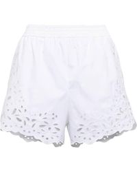 Chloé - Broderie Anglaise Cotton Shorts - Lyst