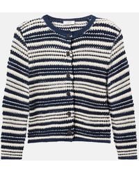 Vince - Open-Knit Striped Cotton Cardigan - Lyst