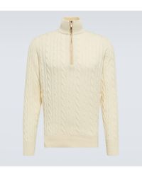 Loro Piana - Treccia Cable-knit Cashmere Half-zip Sweater - Lyst