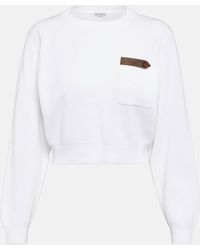 Brunello Cucinelli - Cotton Jersey Cropped Sweater - Lyst