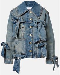 Ganni - Bow-Detail Denim Jacket - Lyst