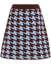 Marni Minifalda de lana pata de gallo - Azul