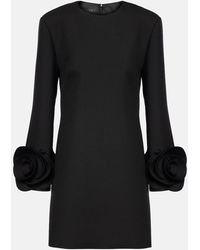 Valentino - Crepe Couture Floral-Applique Minidress - Lyst