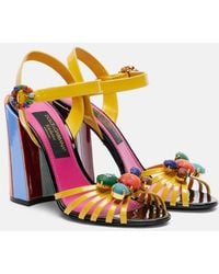 Dolce & Gabbana - Keira Embellished Leather Sandals - Lyst