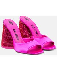 The Attico - Luz Embellished Satin Mules - Lyst