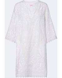 Eres - Aigue-Marine Embroidered Linen Minidress - Lyst