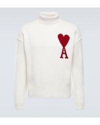 Ami Paris - Logo Virgin Wool Turtleneck Sweater - Lyst