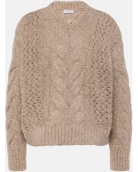 Brunello Cucinelli - Cable-Knit Cotton-Blend Sweater - Lyst