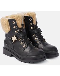 Bogner - Shearling-trimmed Leather Ankle Boots - Lyst