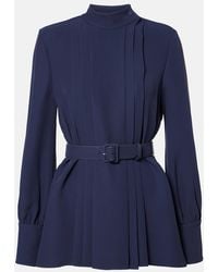 Valentino - Cady Couture Pleated Belted Blouse - Lyst
