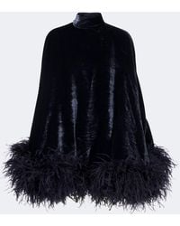 ‎Taller Marmo - Vegas Feather-Trimmed Velvet Minidress - Lyst