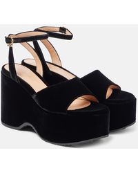 Gianvito Rossi - Wedge-Sandalen Aus Samt - Lyst