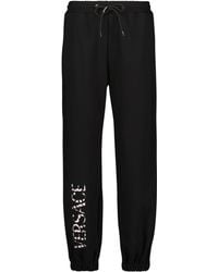 Versace Logo Cotton Sweatpants - Black