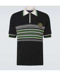 Dolce & Gabbana - Embroidered Striped Silk And Cotton Polo Shirt - Lyst