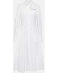 Valentino - Floral-applique Cotton Poplin Shirt Dress - Lyst