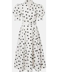 Rebecca Vallance - Maisie Polka-Dot Cotton-Blend Midi Dress - Lyst