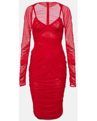 Dolce & Gabbana - Draped Tulle Midi Dress - Lyst