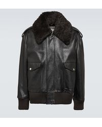 Burberry - Giacca in pelle con shearling - Lyst