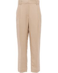 Natural Slacks and Chinos Capri and cropped trousers Womens Clothing Trousers Brunello Cucinelli Cotton Pants in Sand 