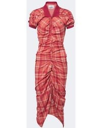 Vivienne Westwood - Pulling Checked Ruched Cotton Midi Dress - Lyst